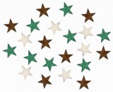 Drevené výrezy (24 ks) - hviezdy hnedé a zelené 2 cm