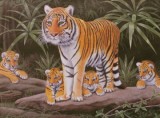 Maľovanie podľa čísel - Tigrice a mláďatá 40 x 30 cm