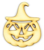 Drevený výrez Tekvica Halloween s čiapkou (1 ks), 6 x 7 cm