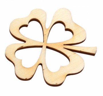 Dřevěný výřez čtyřlístek malý (1 ks), 4 x 4,5 cm