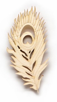 Dřevěný výřez pírko 1 (1 ks), 4 x 9 cm