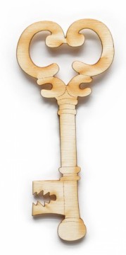 Dřevěný výřez klíč (1 ks), 6 x 14 cm