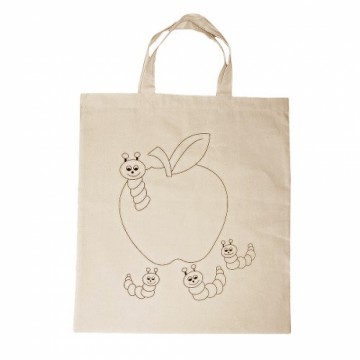 Bavlněná taška předkreslená béžová 38 x 42 cm - jablíčko