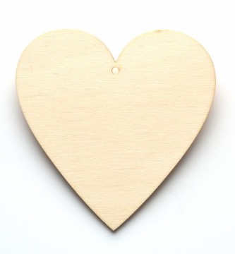 Dřevěný výřez srdce plné (1 ks), 12,5 cm