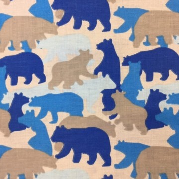 Bavlněná látka panel 50 x 80 cm - modří medvědi