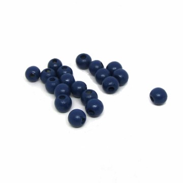 Drevené korálky gulička 10 mm (56 ks) - modrá