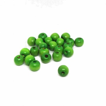 Dřevěné korálky kulička 12 mm (35 ks) - zelená světlá