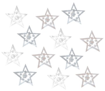 Dřevěné výřezy (12 ks) - hvězda s lepíkem 4 cm