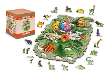 Dřevěné puzzle L 300 dílků - Ptáci v tropech