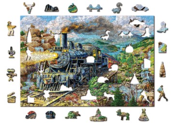 Dřevěné puzzle L 505 dílků - Parní lokomotiva