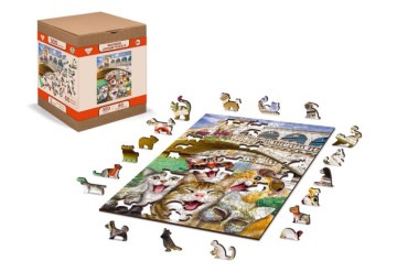 Dřevěné puzzle M 150 dílků - Kočky v Benátkách