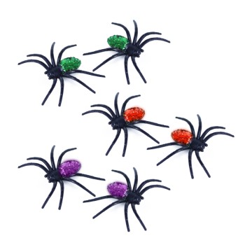 Dekorace pavouci se třpytkami (6 ks)
